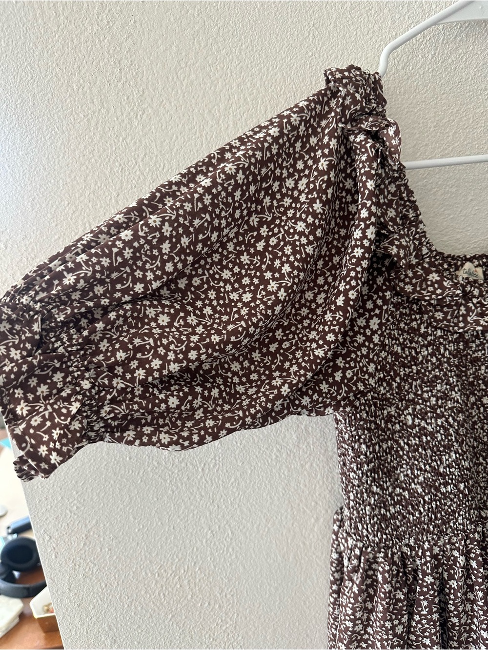 Tallabee Brown Floral Smocked Midi Dress - Picture 4 of 6